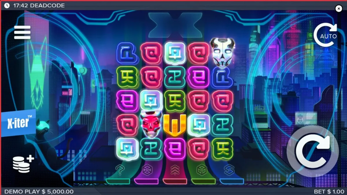 Deadcode slot game interface sa isang mobile phone screen